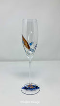 Load image into Gallery viewer, Champagne Flute - Copper Blue Abstract Collection
