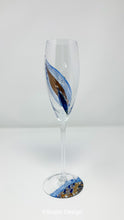 Load image into Gallery viewer, Champagne Flute - Blue Copper Leaf Collection
