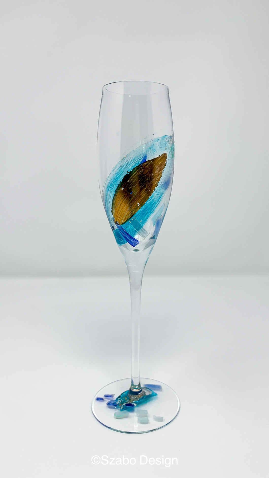 Champagne Flute - Turquoise Leaf Collection