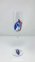 Load image into Gallery viewer, Champagne Flute - Blue and Purple Leaf Collection
