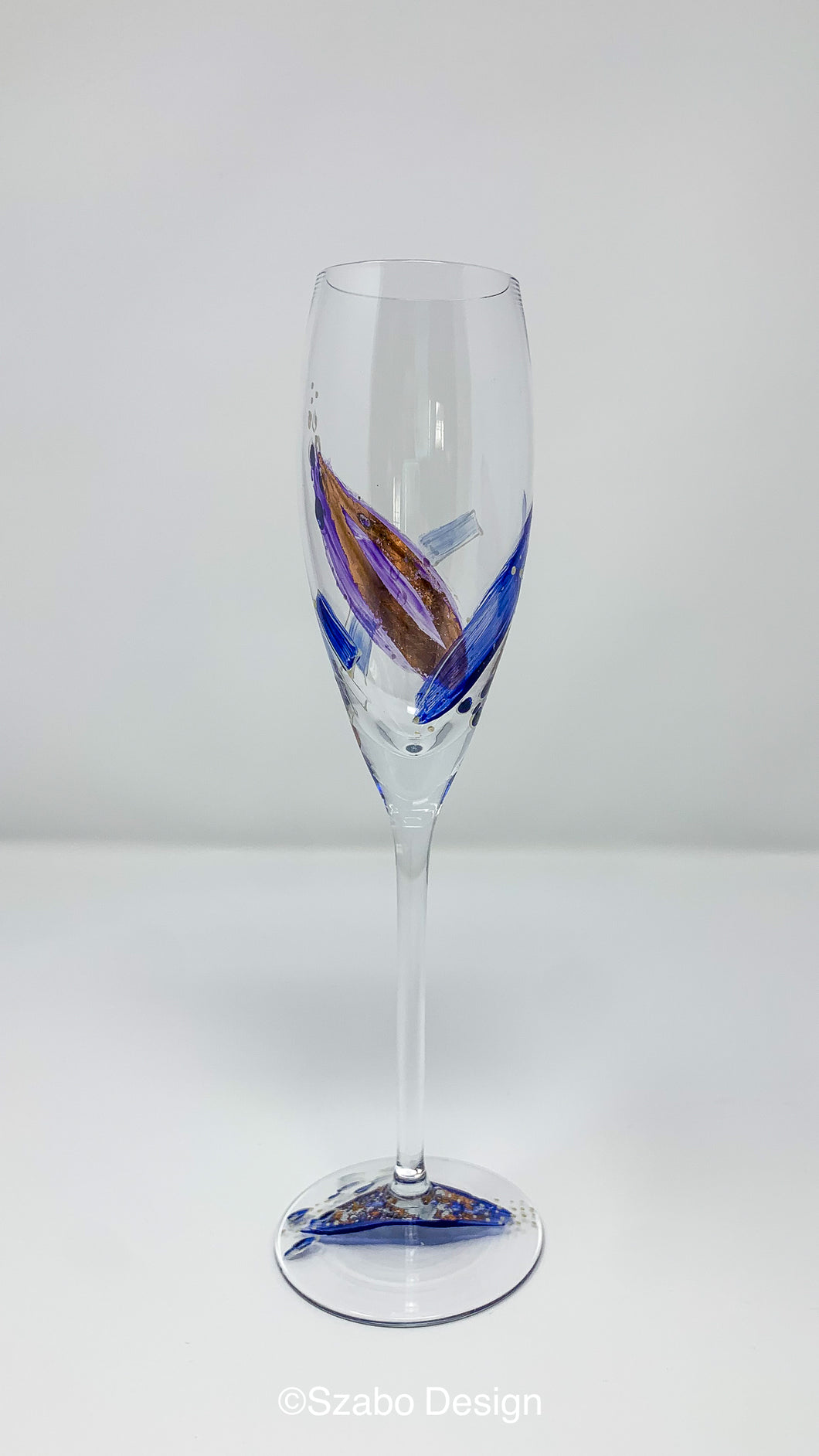 Champagne Flute - Blue and Purple Leaf Collection