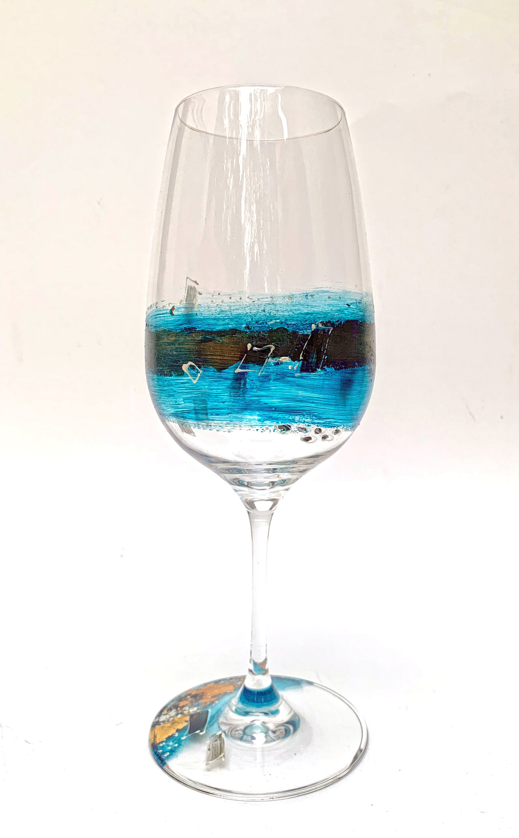 Red Wine Glass - Blue Swirl Collection