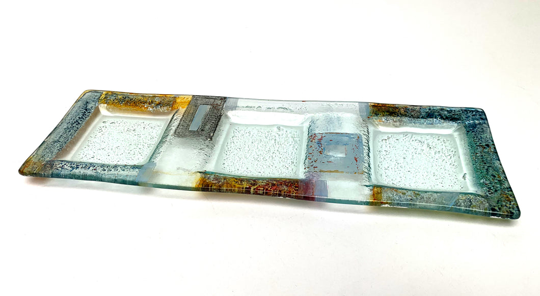 Rectangular Platter - Abstract with Blue