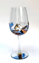 Load image into Gallery viewer, White Wine Glass - Blue Abstract Collection
