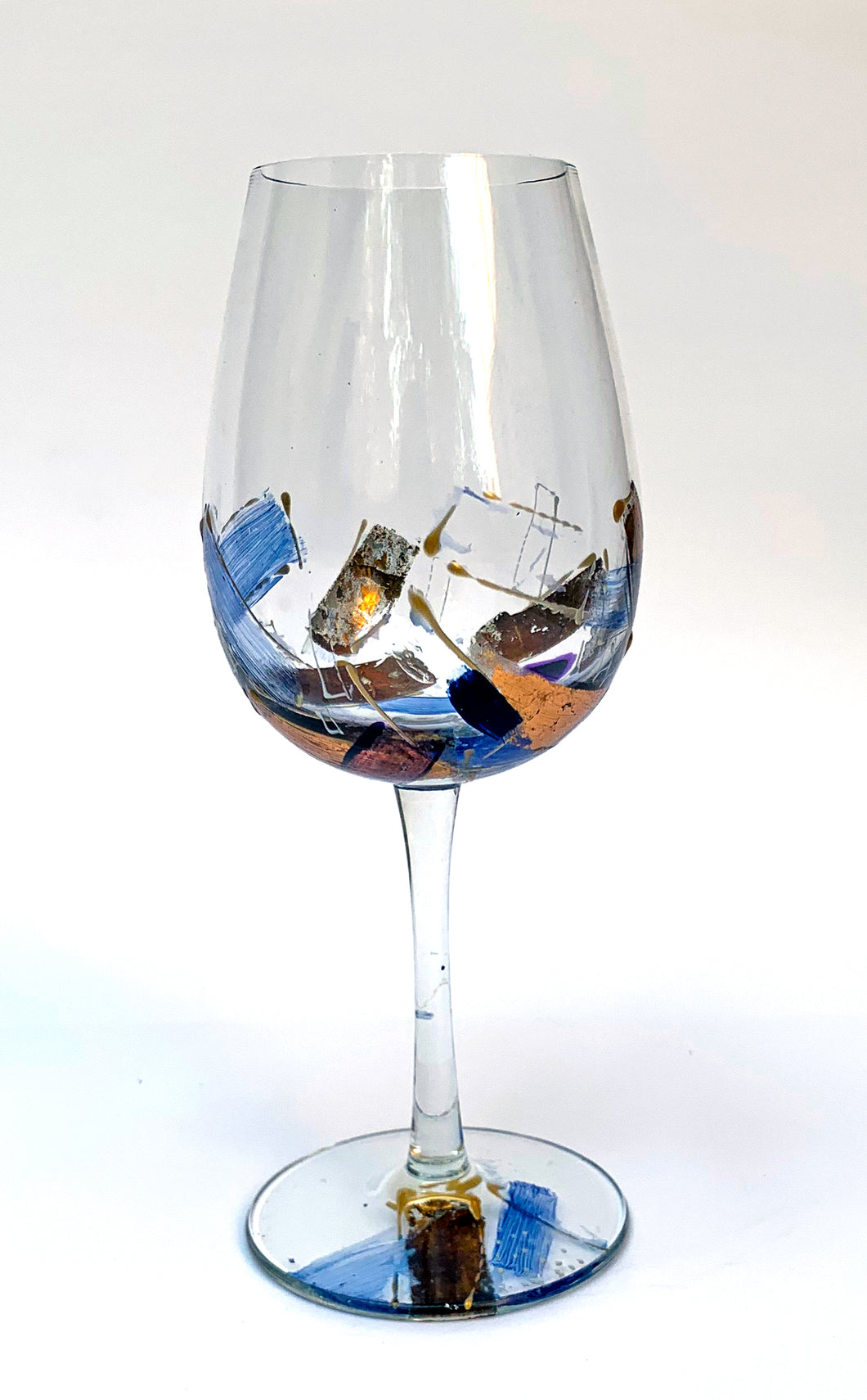 White Wine Glass - Blue Abstract Collection