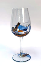 Load image into Gallery viewer, White Wine Glass - Blue Abstract Collection
