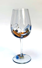 Load image into Gallery viewer, White Wine Glass - Blue Abstract Collection
