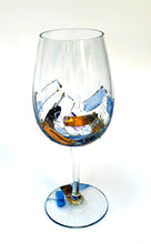 Load image into Gallery viewer, White Wine Glass - Blue Abstract Collection
