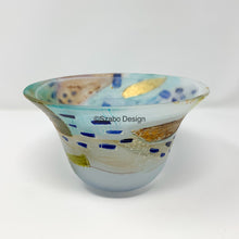 Load image into Gallery viewer, Bowl - Spring Gold and Turquoise Abstract
