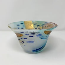 Load image into Gallery viewer, Bowl - Spring Gold and Turquoise Abstract
