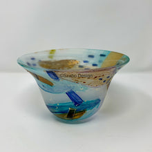 Load image into Gallery viewer, Bowl - Spring Gold and Turquoise Abstract
